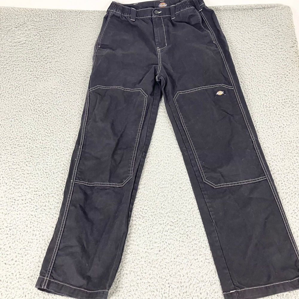 Dickies Pants Mens 32x32 Black Double Knee Contrast Stitch Workwear WPR23